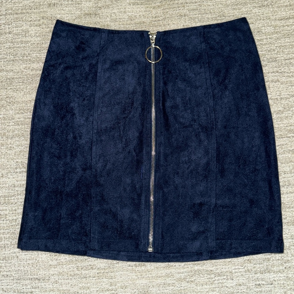 NWT Felt Navy Blue Mini Skirt with Zipper